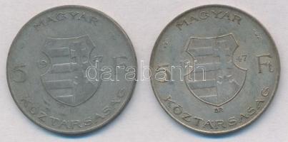 1947. 5Ft Ag "Kossuth" (2x) T:2- patina