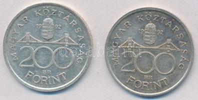 1992. 200Ft Ag "MNB" T:2 patina