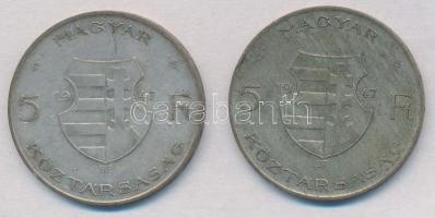1947. 5Ft Ag "Kossuth" (2x) T:2- patina