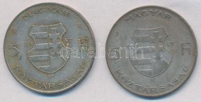 1947. 5Ft Ag "Kossuth" (2x) T:2- patina