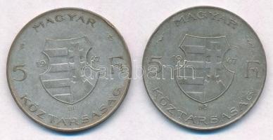 1947. 5Ft Ag "Kossuth" (2x) T:2- patina