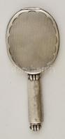 Ezüst (Ag) sminktükör, nyelében rúzstartóval, jelzett, hiányos, h: 15 cm bruttó: 95,2 g