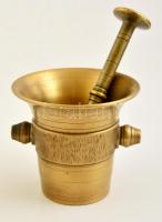 Bronz mozsár törővel, m: 10 cm, h: 16 cm