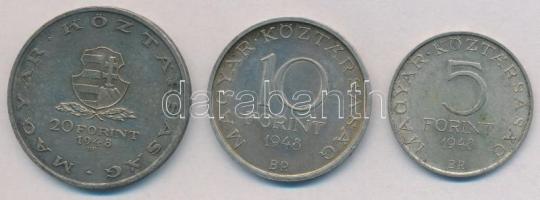 1948. 5Ft Ag "Petőfi" + 10Ft Ag "Széchenyi" + 20Ft Ag "Táncsics" - &qu...