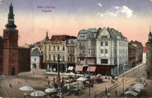 Ostrava, Mährisch Ostrau; Ringplatz / square, market vendors, shops (EB)