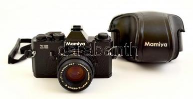 Mamiya ZE filmes SLR fényképezőgép, Mamiya-Sekor E f/1.7 50mm objektívvel, eredeti tokjában és dobozában, szép állapotban / Vintage Mamiya SLR film camera, with original case and box, in good condition