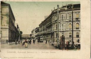 Temesvár, Timisoara; Gyárváros, Andrássy út, villamos. Kiadja Polatsek / street view, tram (EK)