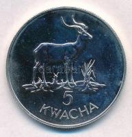 Zambia 1979. 5K Ag Zambézi mocsárantilop T:1- ujjlenyomat, fo. Zambia 1979. 5 Kwacha Ag Kafue Lechwe C:AU fingerprint, spotted Krause KM#18