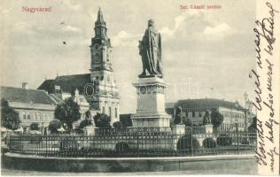 Nagyvárad, Oradea; Szent László szobor, Bihoreana takarékpénztár / statue, savings bank