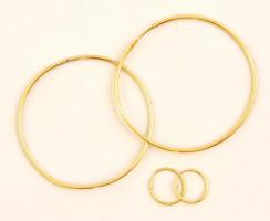 Aranyozott ezüst(Ag) karikafülbevaló, 2 pár, jelzett, d: 4,5 és 1,2 cm, nettó: 2,7 g