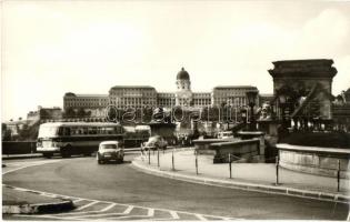 Budapest, Lánchíd - 5 db modern képeslap, villamos, autóbusz, automobil