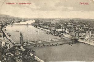 Budapest, Erzsébet híd - 8 db főleg régi képeslap, közte 1 modern