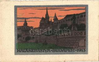 Budapest I. Halászbástya - 4 db régi képeslap, közte egy Magyar Földrajzi Intézet rt. művészlap