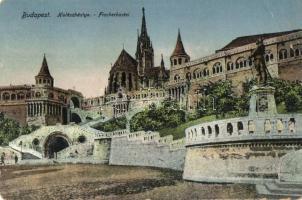 Budapest I. Halászbástya - 4 db régi képeslap, közte egy Magyar Földrajzi Intézet rt. művészlap