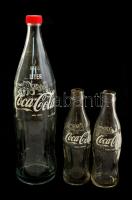 Coca Cola üvegek, 3 db, hibátlanok, m: 20 és 34 cm