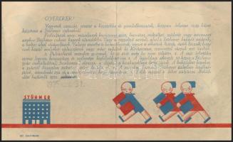 1935 A Stühmer rajzpályázat feltételei, hajtásnyommal, foltos, 11x18 cm