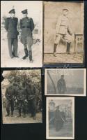 cca 1940 9 db katonai fotó, egy részük hátulján feliratozva, különböző méretben