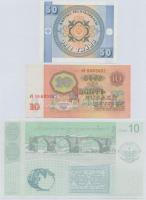 Vegyes: Hegyi-Karabah 2004. 10D + Kirgizisztán 1993. 50T + Szovjetunió 1961. 10R T:I,II
Mixed: Nago...