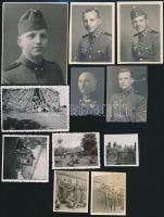 cca 1938-1945 Katonai fotók a II. világháborúból, 11 db fotó, 5×4,5 és 10,5×8,5 cm
