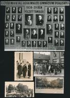 cca 1938-1960 Győri életképek, tablófotó, országzászló, május elsejei felvonulás, némelyik körbevágott, 5 db, 4,5×8,5 és 15×18 cm közötti méretekben