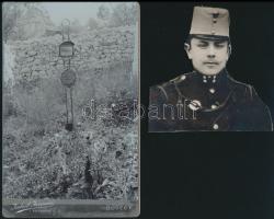 Schödl József (1884-1908) hegyi tüzér, szakaszvezető katona sírja Olaszországban + körbevágott portréja, 2 db, 16,5×10,5 cm