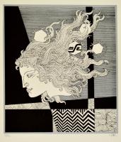 Szász Endre (1926-2003): Női arc. (Emese). Szitanyomat, sorszámozott (36/100), jelzett. 35x41 cm