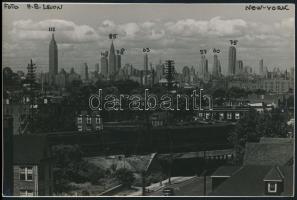 cca 1930-1940 H.B. Leon: New York, látkép felhőkarcolókkal, feliratozott fotó, 12x18 cm / cca 1930-1940 H.B. Leon: New York, 12x18 cm