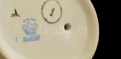 Aquincumi porcelán kacsa pár, kézzel festett, jelzett, hibátlan, m: 5,5 cm