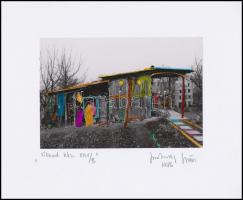 1986 Jankovszky György(1946-): Víkend ház XXIV/B, feliratozva, aláírt, pecséttel jelzett, részben színezett, kartonra kasírozva, 12x17 cm