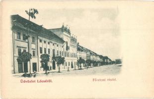 Lőcse, Levoca; Fő utca, Gróf Csáky Vidor (Thurzó féle) ház, üzlet / main street, villa, shop