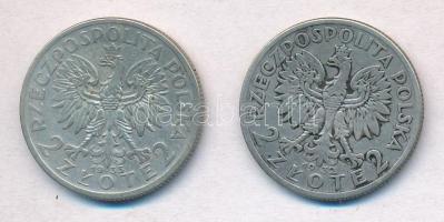 Lengyelország 1932. 2Zl Ag + 1933. 2Zl Ag T:2 
Poland 1932. 2 Zlotych Ag + 1933. 2 Zlotych Ag C:XF