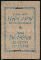 1917 Debreczeni Helyi Vasút havi bérletjegy, fényképpel, bélyegekkel