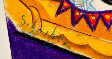 Scheiber jelzéssel: Sárga ruhás nő. Pasztell, papír, 43×30 cm