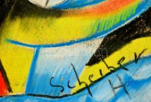 Scheiber jelzéssel: Kalapos nő. Pasztell, papír, 43×30 cm