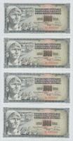 Jugoszlávia 1978. 1000D (8x) sorszámkövetők, valamint mindegyiken nyomdahiba "GUVERNE" T:I...