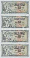 Jugoszlávia 1978. 1000D (8x) sorszámkövetők, valamint mindegyiken nyomdahiba "GUVERNE" T:I...
