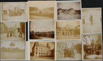 cca 1905-1909 Pozsony, diák és más életképek (turuljáték, stb.), 24 db fotó, hátuljukon feliratozva, különböző méretben