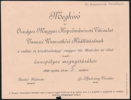 1898 Meghívó az Országos Magyar Képzőművészeti Társulat Tavaszi Nemzetközi Kiállításának ünnepélyes ...