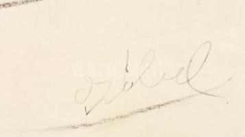 Czóbel jelzéssel: Női portré. Szén, papír, felcsavarva, 70×50 cm