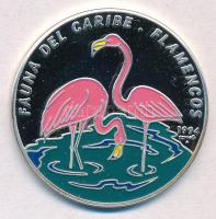 Kuba 1994. 10P Ag Flamingók hátoldal multicolor festett T:PP fo. Cuba 1994. 10 Pesos Ag Flamingos reverse multicolor painted C:PP fo. Krause KM#442.1