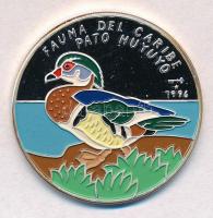 Kuba 1996. 10P Ag Karolinai réce hátoldal multicolor festett T:PP Cuba 1996. 10 Pesos Ag Wood duck reverse multicolor painted C:PP  Krause KM#556