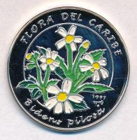 Kuba 1997. 10P Ag "Bidens pilosa" hátoldal multicolor festett T:PP fo. Cuba 1997. 10 Pesos Ag "Bidens pilosa" reverse multicolor painted C:PP spotted Krause KM#604