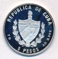 Kuba 1997. 5P Ag "Hibiscus" hátoldal multicolor festett T:PP patina
Cuba 1997. 5 Pesos Ag...