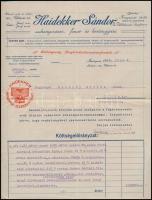1925 Bp., Haidekker Sándor sodronyszövet-, fonat- és kerítésgyárának díszes fejléces számlája, aláírással, borítékkal