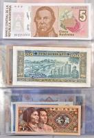 106db-os vegyes világpénz gyűjtemény albumba rendezve, közte Afganisztán, Brazília, Indonézia, Irak,...