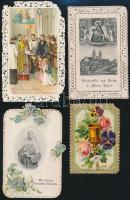 cca 1900-1913 4 db csipkés, litho és dombornyomott szentkép, sérülésekkel