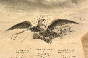 1828 Az Egyesült Államok Elnökei. Nagyméretű kőnyomat. Paszpartuban. Leipzig Industrie Comptoir / Pr...