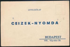 1934 Bp., Magyarország nyomdai munkásságához szóló röplap + a Ceizek-Nyomda válasz-levelezőlapja