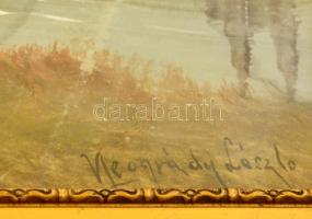 Neogrády jelzéssel: Eső után. Tempera, papír, festék hibákkal, üvegezett keretben, 31×23 cm