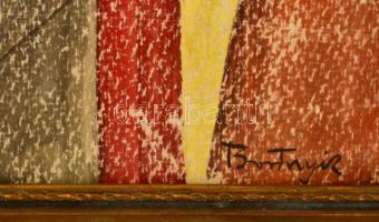 Bortnyik jelzéssel: Női portré. Vegyes technika, papír, üvegezett keretben, 48×31 cm